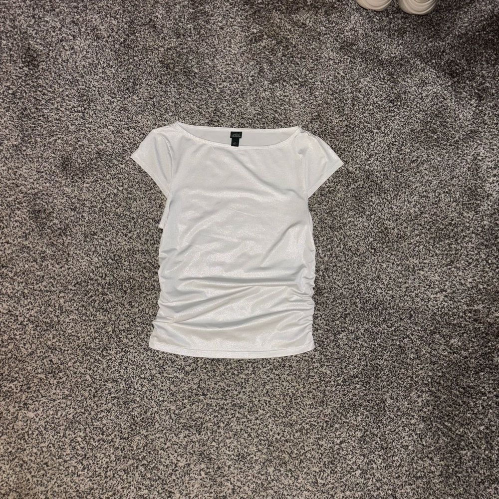 Wild Fable White Shimmery Short Sleeve Top